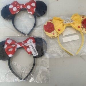 Minnie-Inspired Sequin Bow Ear Headbands - Red & Yellow